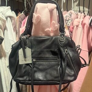 We The Free Black Leather Shoulder Satchel